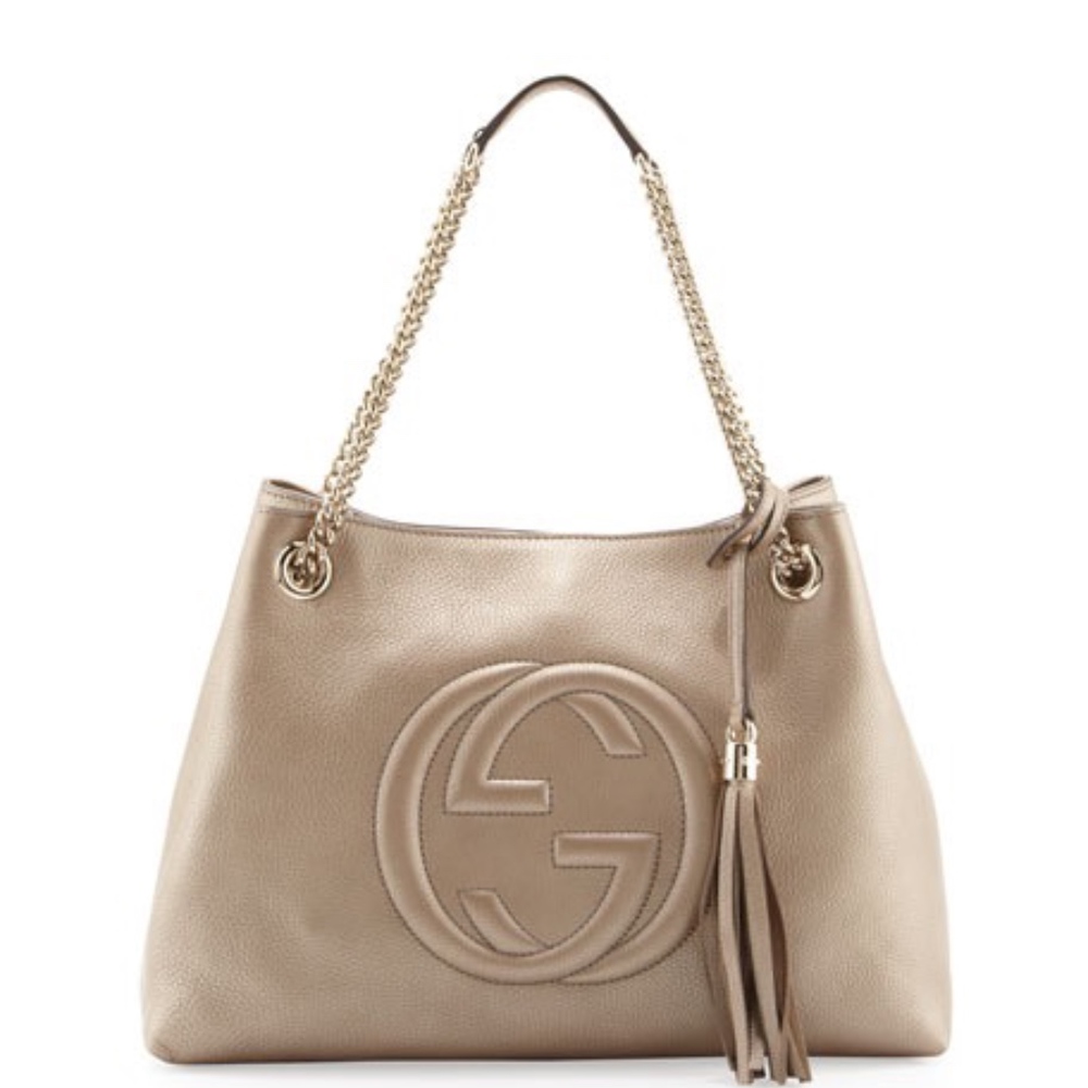 Gucci Soho Metallic Leather Tote Bag
